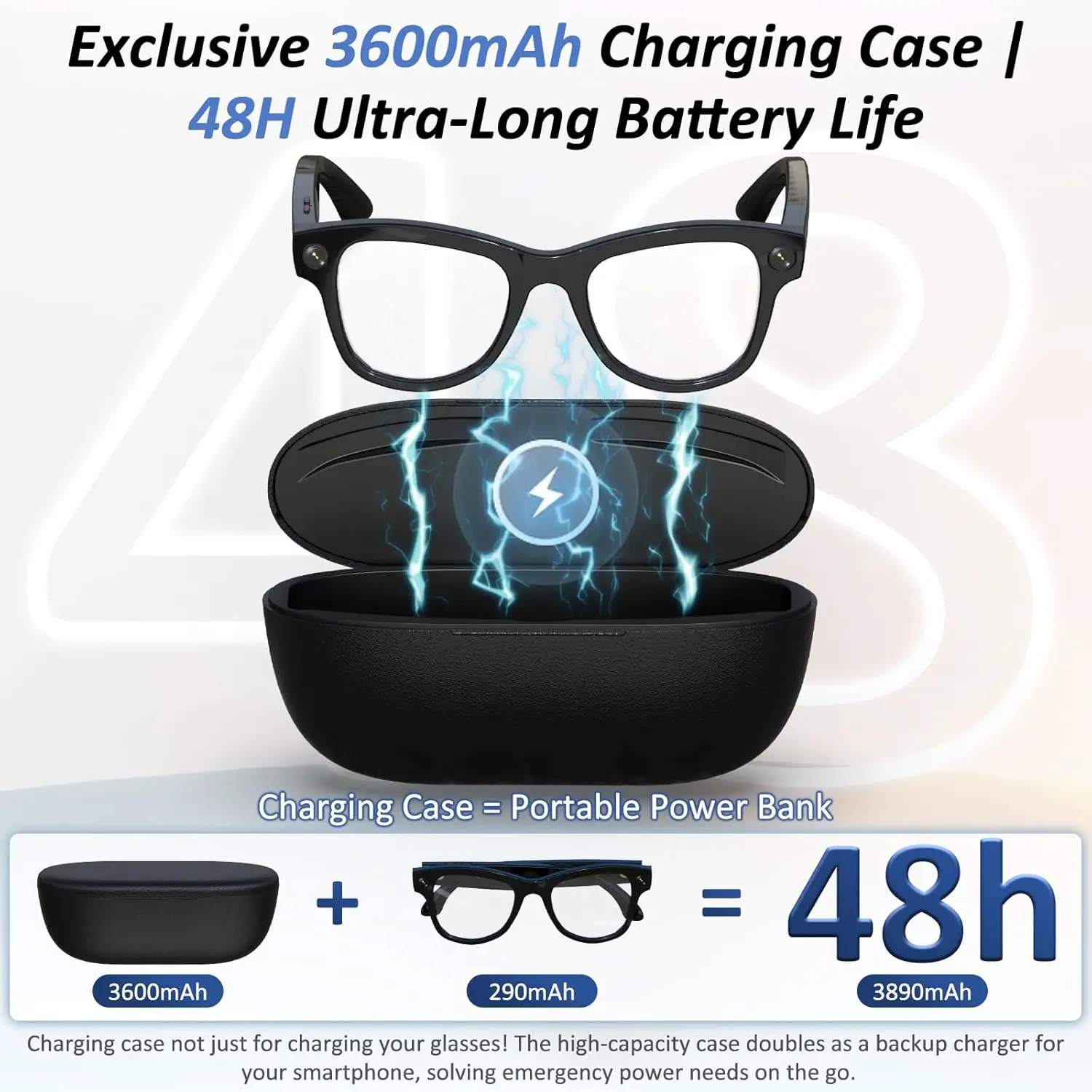 AIGLASSZ Vision V81 – 8MP Anti-Shake Smart Glasses with 3600mAh Case, 120+ Languages - Image 5