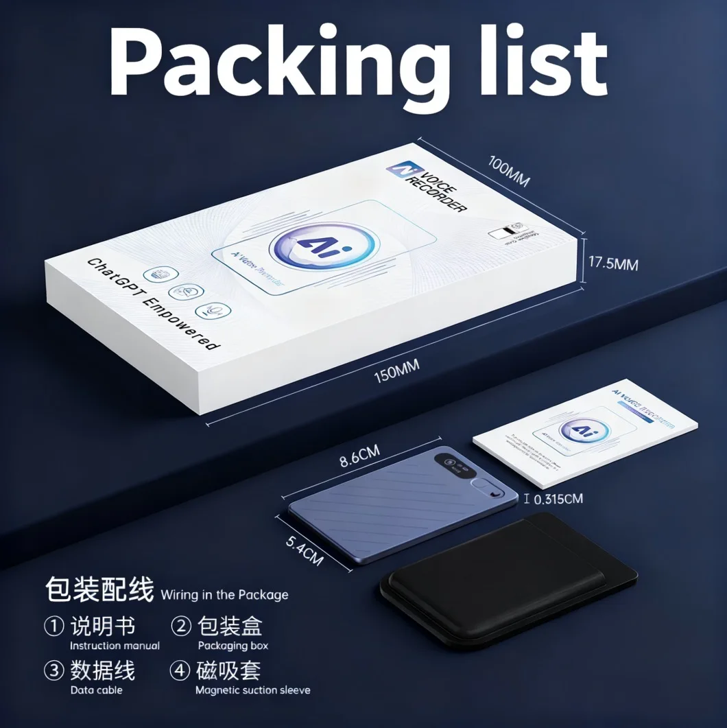 AIGLASSZ Note N09 – AI Note Voice Recorder Case, 64GB, 118 Languages - Image 3