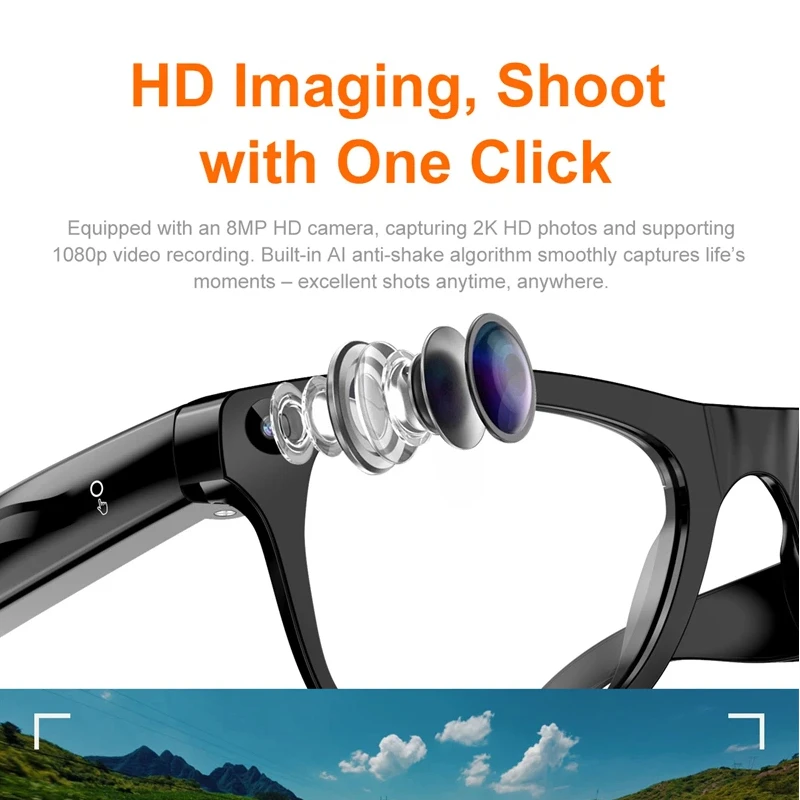 Lenovo 8MP AI Camera Glasses – Photo, Video, Calls & Translation - Image 2