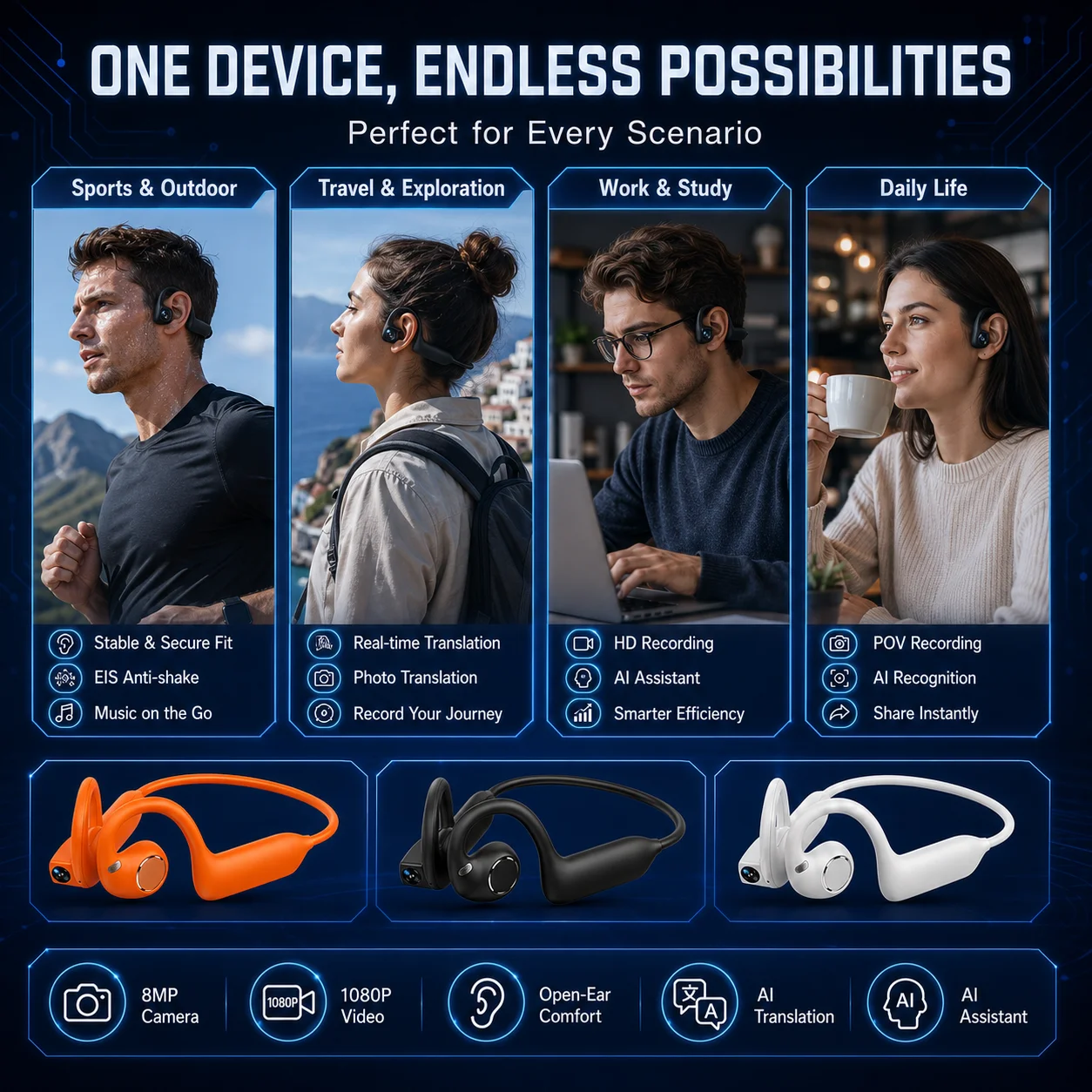 AIGLASSZ Lingo Buds LB06 – Camera Earphones, 8MP Photo/Video, Wi-Fi Transfer - Image 6