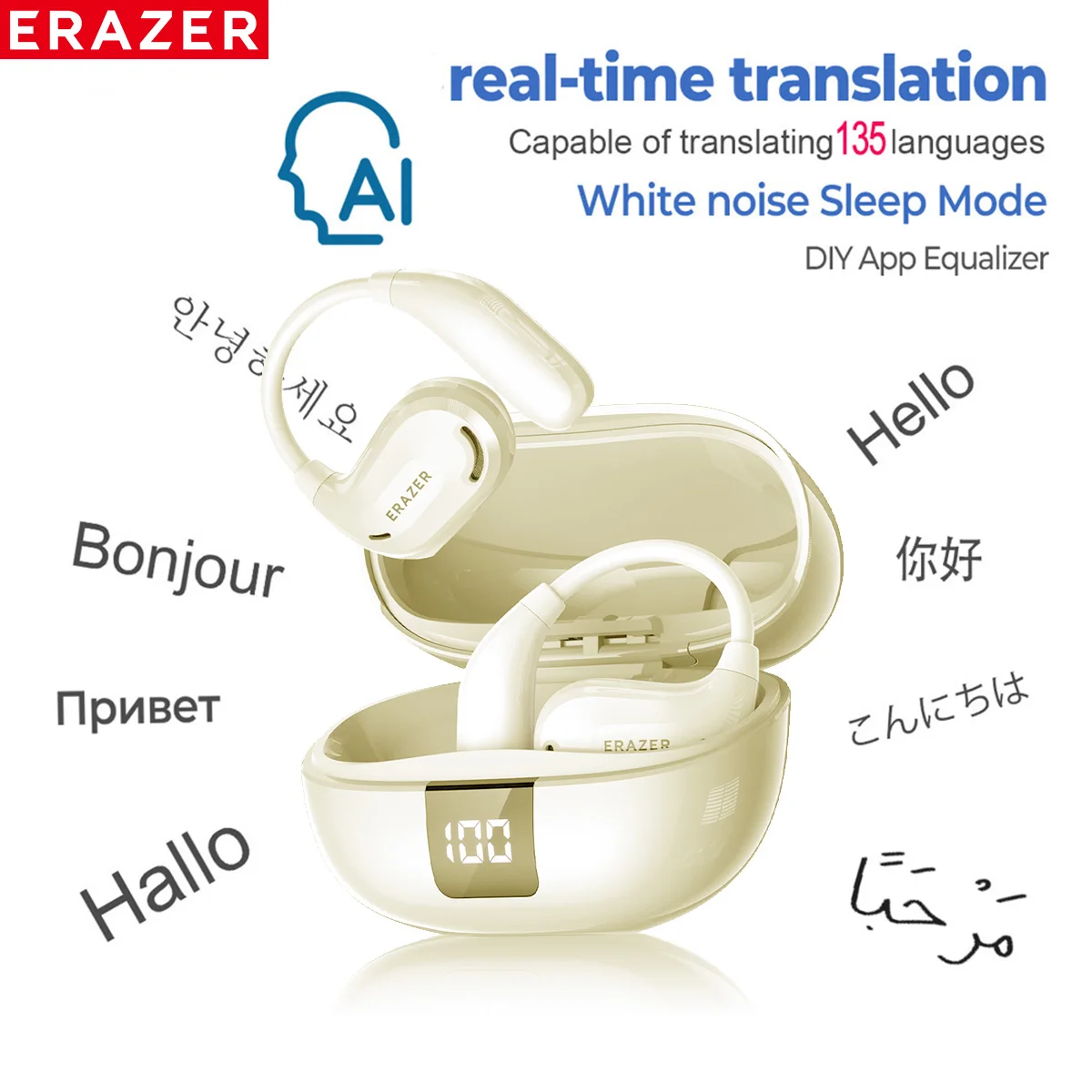 Erazer XT66 Pro AI Translator Earbuds – 13-Hour Battery, LED Display - Image 11