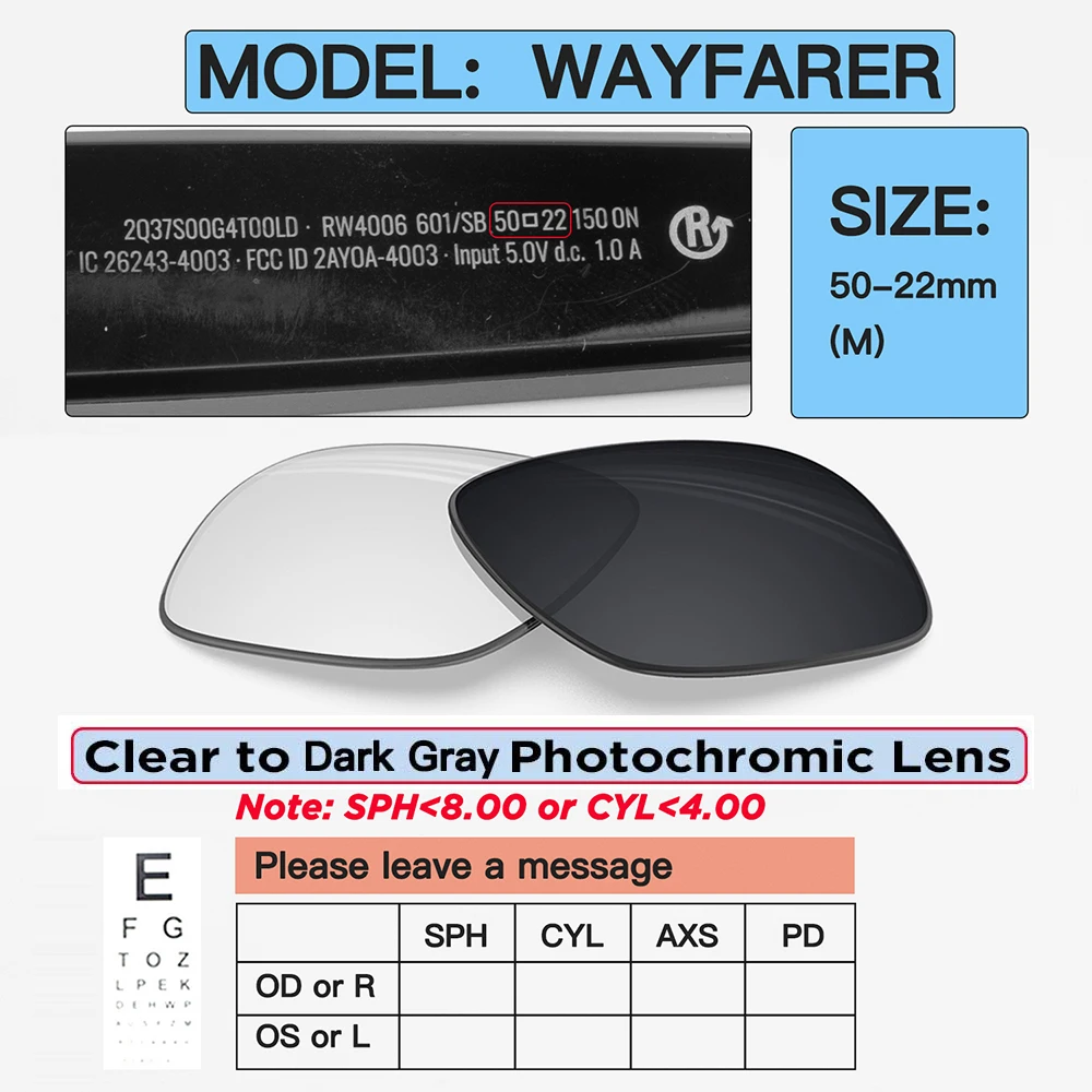 Custom Prescription Lenses for Ray-Ban Meta Wayfarer, Headliner & Skyler - Image 21