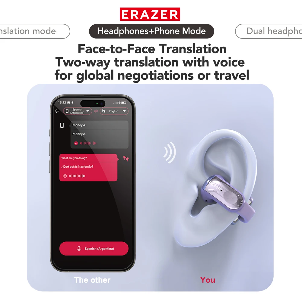 Erazer XF28 Bluetooth 6.0 Open-Ear Translation Earbuds - Image 4