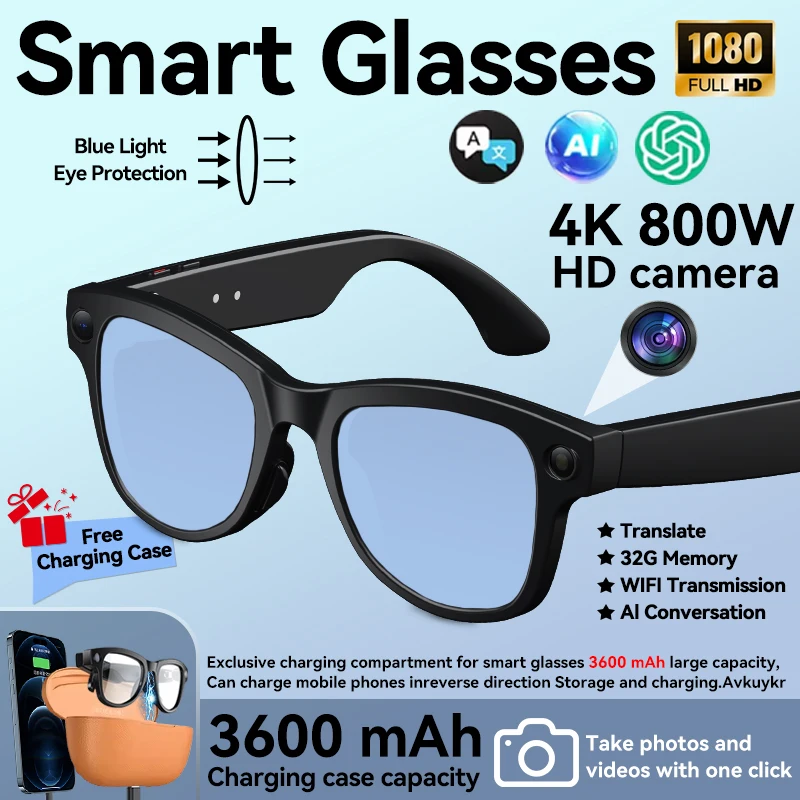 AIGLASSZ Vision V82 – AI Smart Glasses, 1080P Video, 3600mAh Case & 120-Language Translation - Image 8