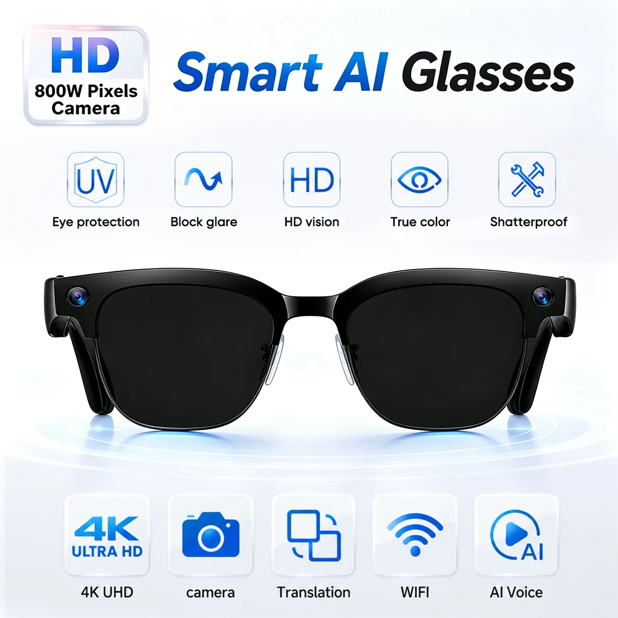 AIGLASSZ Vision V52 – Sunglasses, 8MP 4K Camera, Calls & Music (3 Lens Options) - Image 8