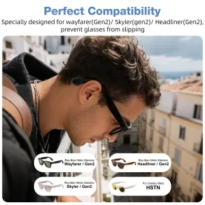 Comfort Silicone Ear Grips for Ray-Ban Meta Wayfarer, Skyler & Headliner
