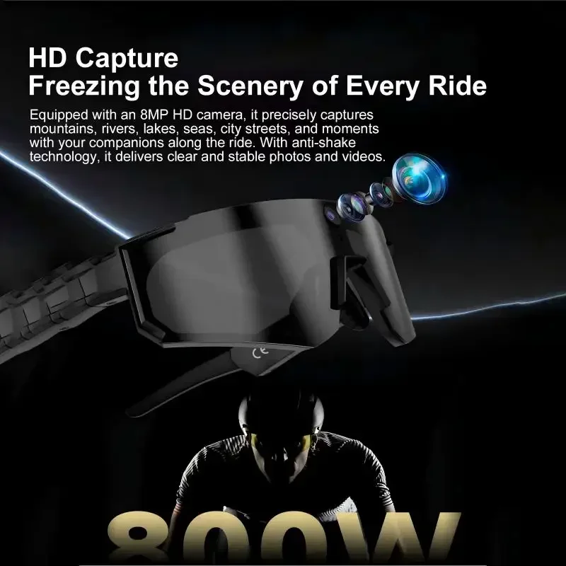 Lenovo Anti-Shake Camera Cycling Sunglasses – 4K Video, Windproof - Image 3