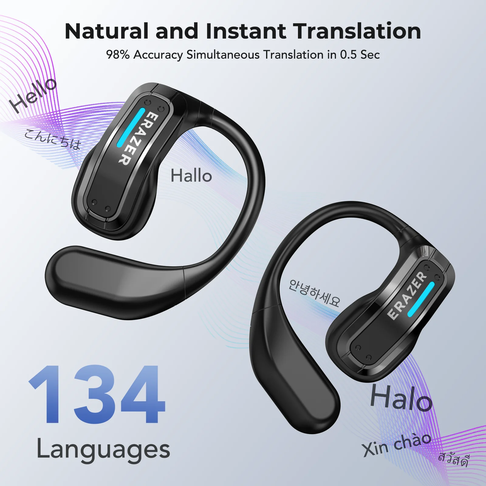 Erazer X8 AI Translator Earbuds – Bluetooth 5.4 Low-Latency Gaming - Image 3