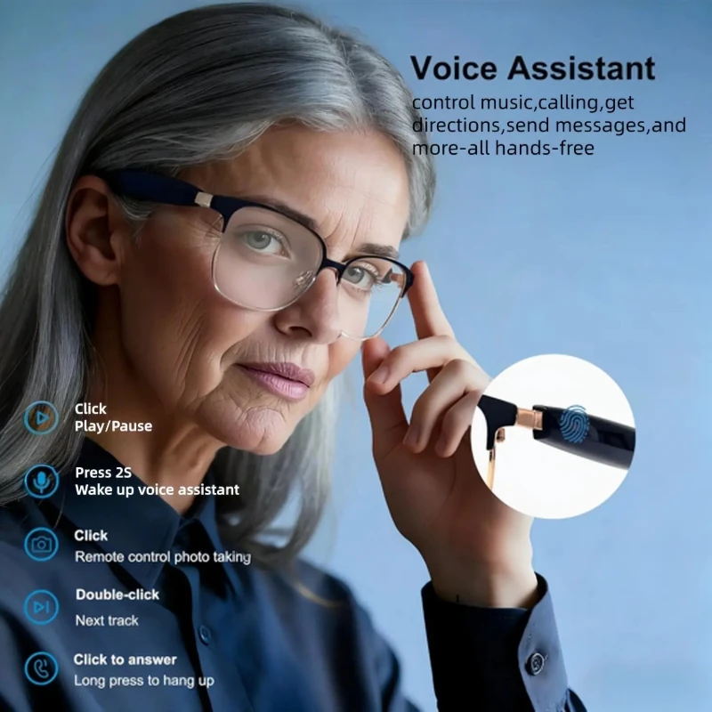 AIGLASSZ Tone T06 – Bluetooth Audio Reading Glasses, Blue-Light Blocking Metal Frame - Image 6