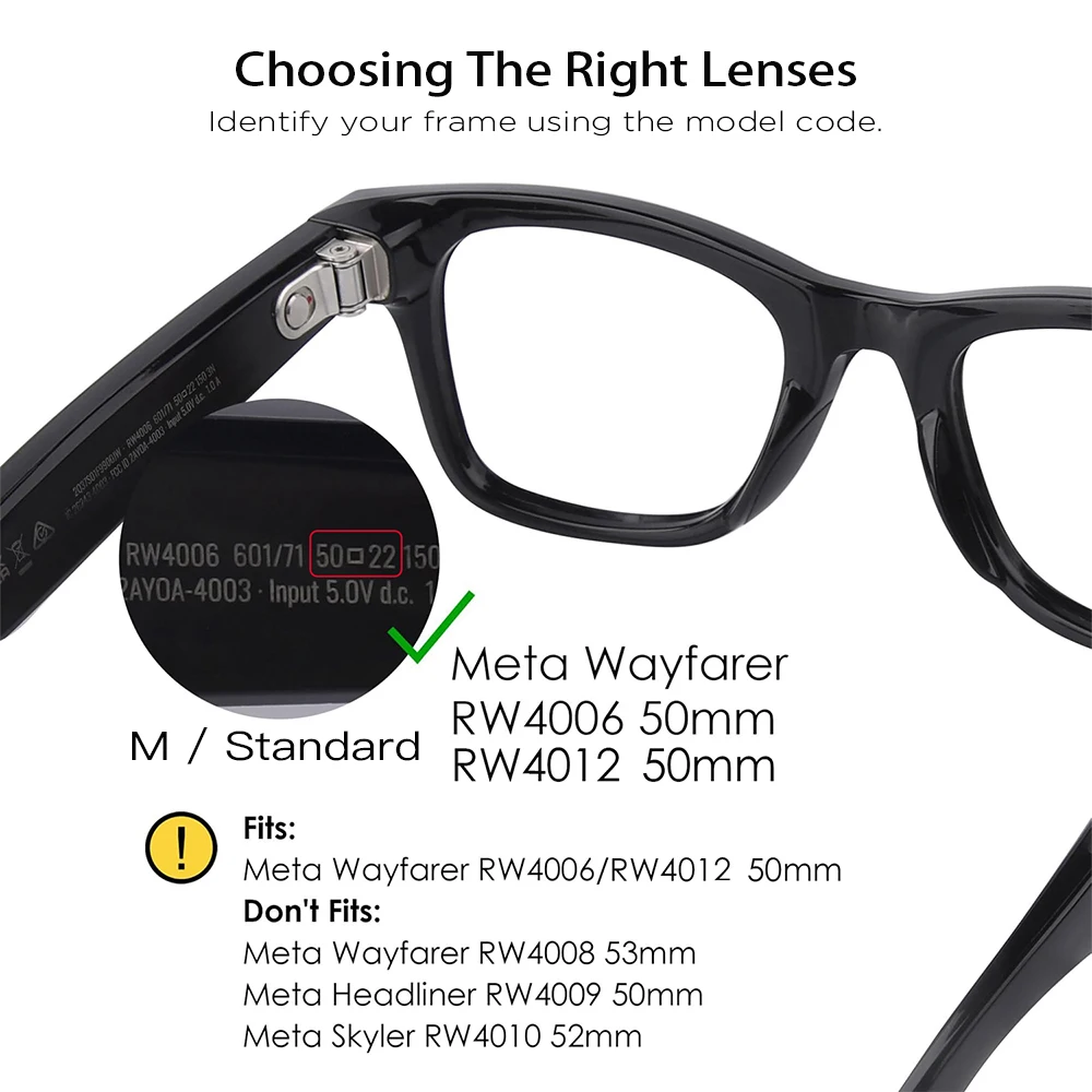 Prescription Replacement Lenses for Ray-Ban Meta Wayfarer & Headliner - Image 2