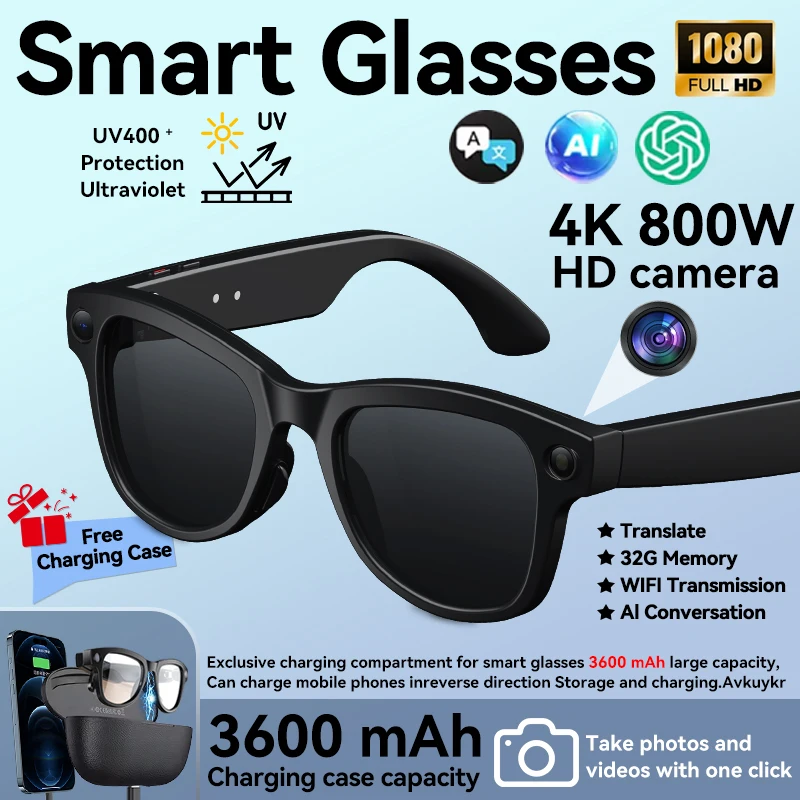AIGLASSZ Vision V82 – AI Smart Glasses, 1080P Video, 3600mAh Case & 120-Language Translation - Image 12