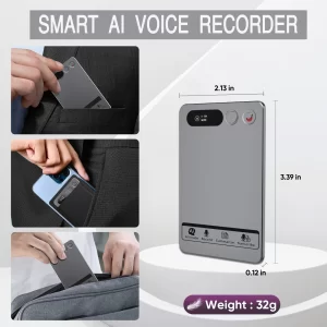 AIGLASSZ Note N07 – Mini AI Voice Recorder, 118 Languages, ChatGPT App Transcription