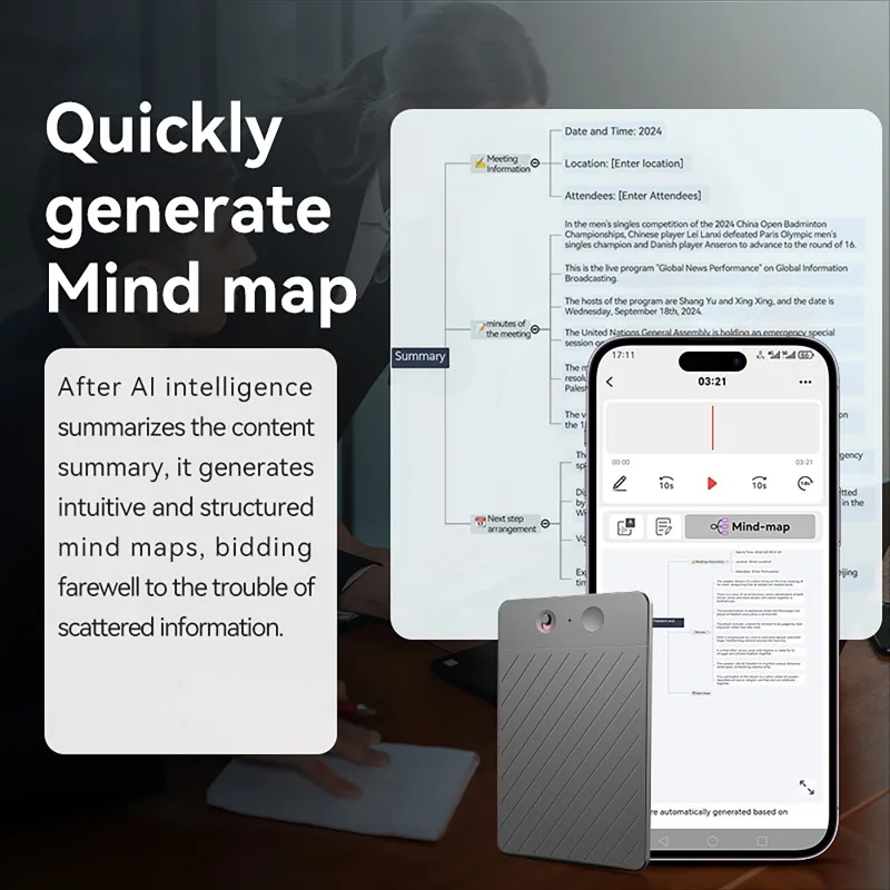 AIGLASSZ Note N08 – AI Note-Taking Voice Recorder, ChatGPT Transcription & Summaries - Image 2