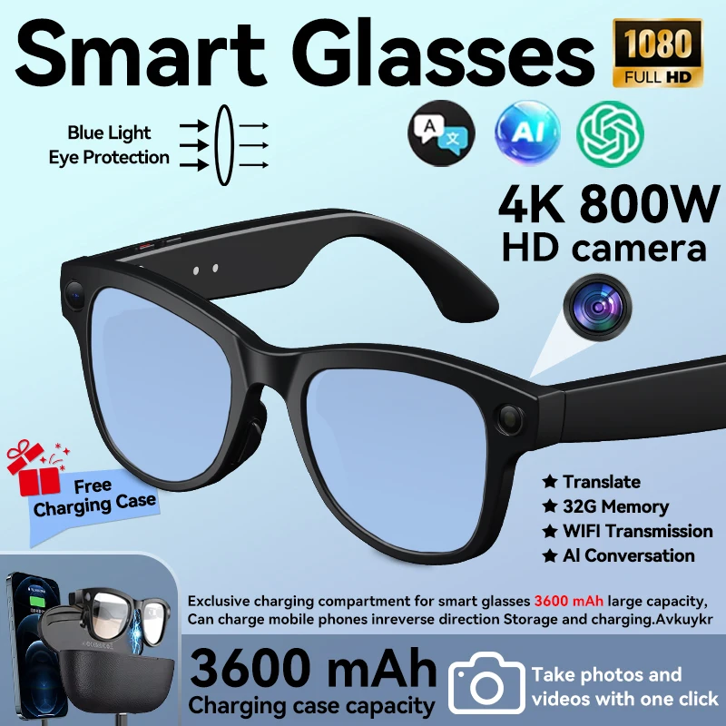AIGLASSZ Vision V82 – AI Smart Glasses, 1080P Video, 3600mAh Case & 120-Language Translation - Image 11