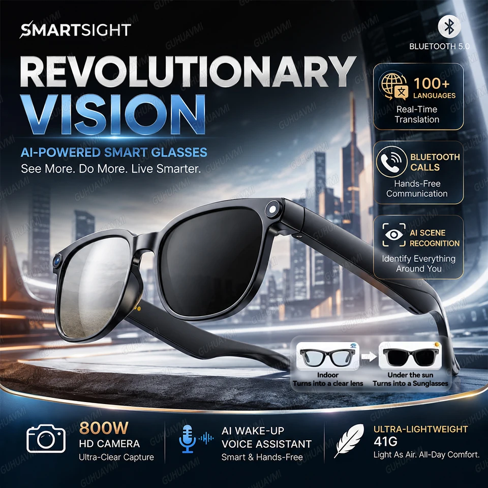 AIGLASSZ Vision V38 – Photochromic AI Smart Glasses, 1080P Camera, AI Chat & Music - Image 8