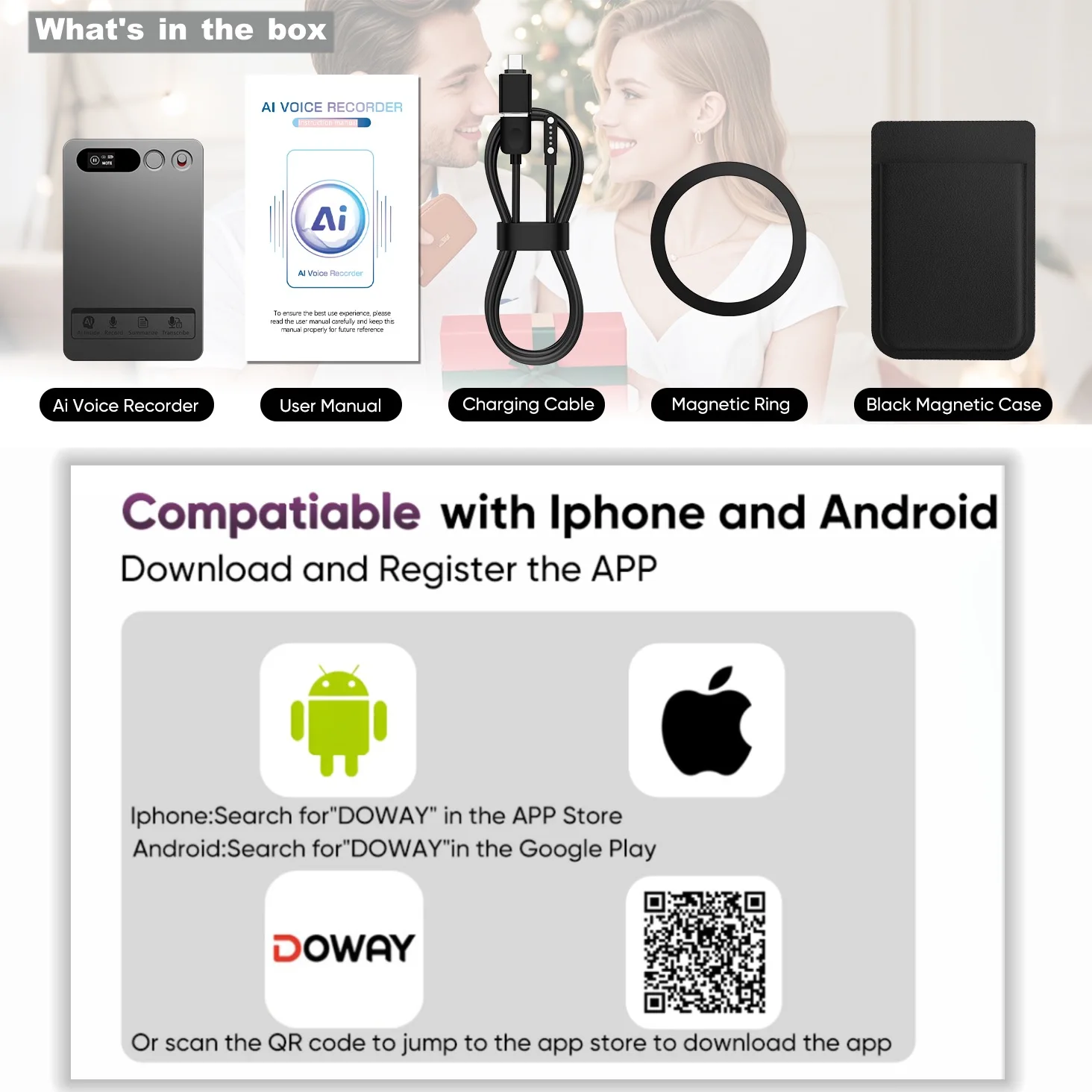 AIGLASSZ Note N16 – Magnetic AI Voice Recorder, 64GB, 118 Languages, App Summaries - Image 2