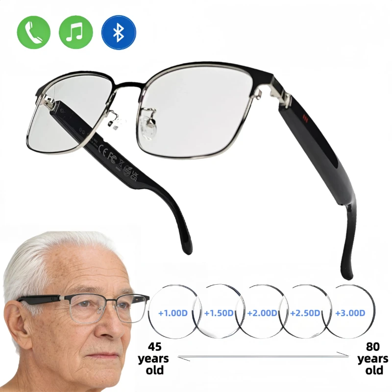 AIGLASSZ Tone T06 – VUB Bluetooth Audio Reading Glasses, Blue-Light Blocking Metal