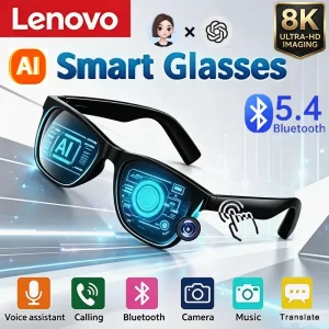 Lenovo Bluetooth 5.4 AI Smart Sunglasses – 8K Camera & Translator