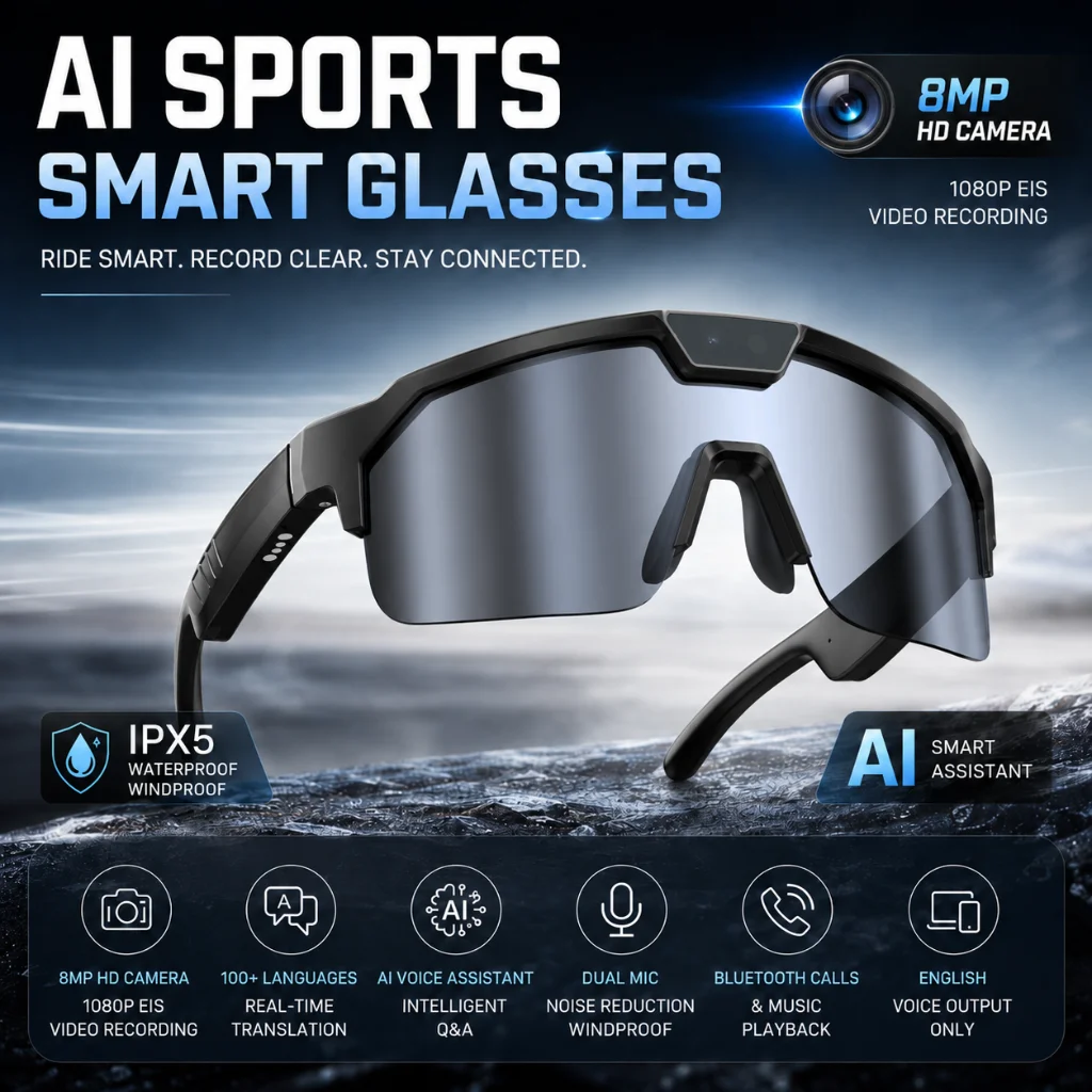 AIGLASSZ Vision V61 – 8MP Camera Smart Sunglasses, AI Assistant, EIS Video - Image 11
