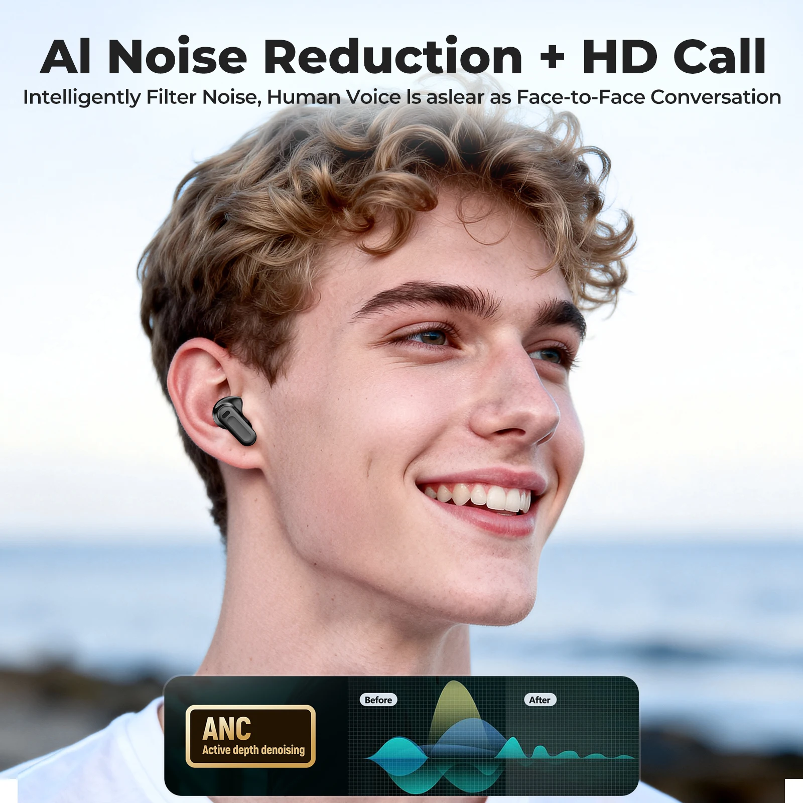 HTC NE20 AI Translator Earbuds – Real-Time Translation, LCD Screen - Image 4