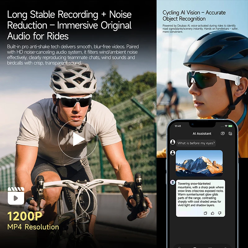 AIGLASSZ Vision V60 – Cycling Camera Smart Glasses, 8MP Anti-Shake Video & AI - Image 4
