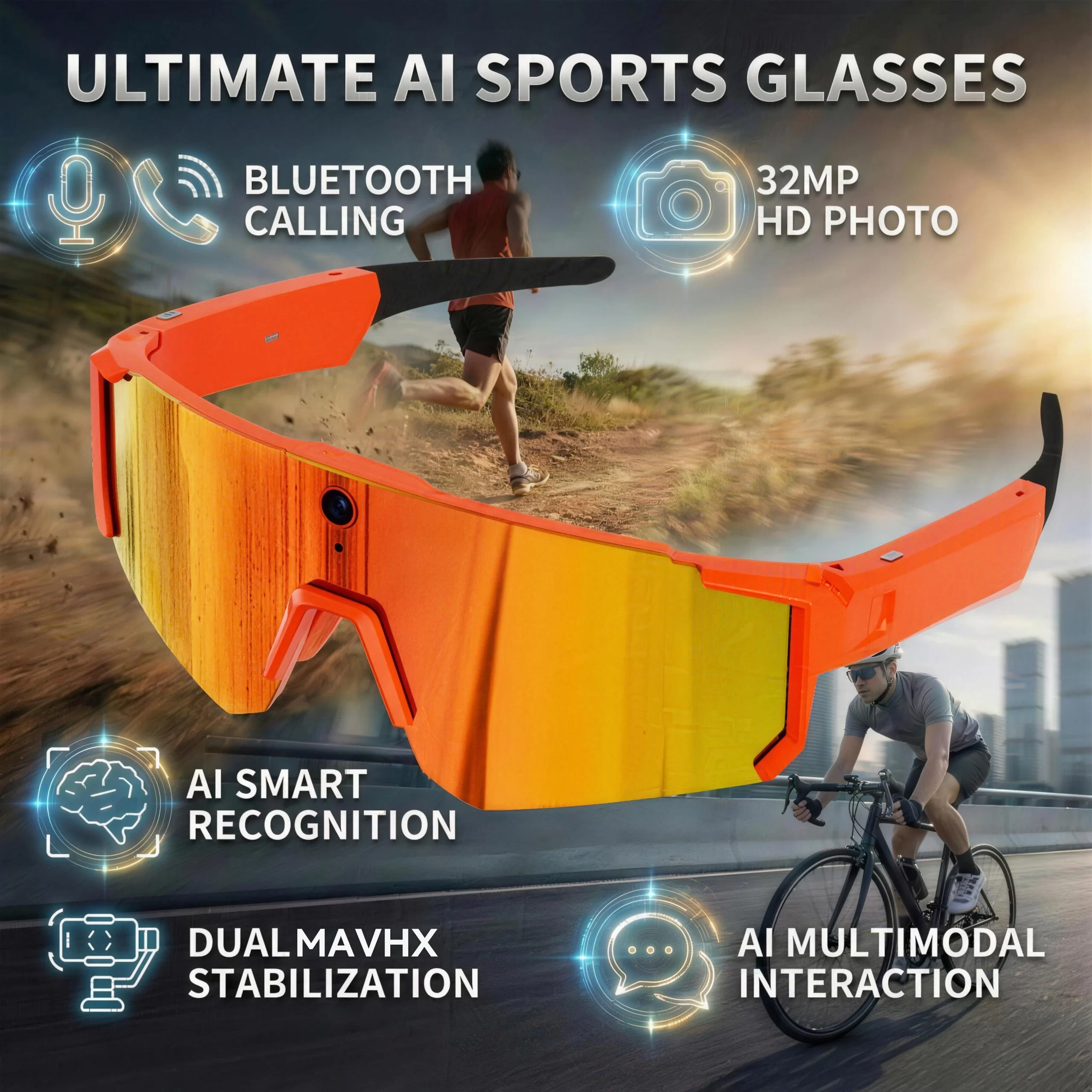 AIGLASSZ Vision V25 – 8MP AI Camera Cycling Goggles, HD Anti-Shake Windproof Glasses - Image 8
