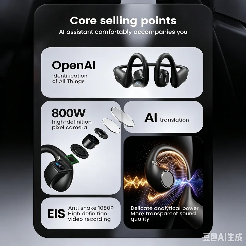 E12 Bone-Conduction Sports Earbuds – AI Translator & HD Camera - Image 5