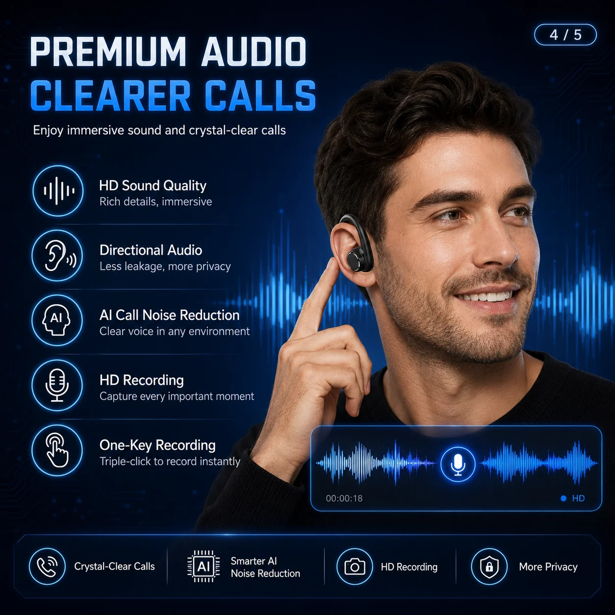 AIGLASSZ Lingo Buds LB06 – Camera Earphones, 8MP Photo/Video, Wi-Fi Transfer - Image 5