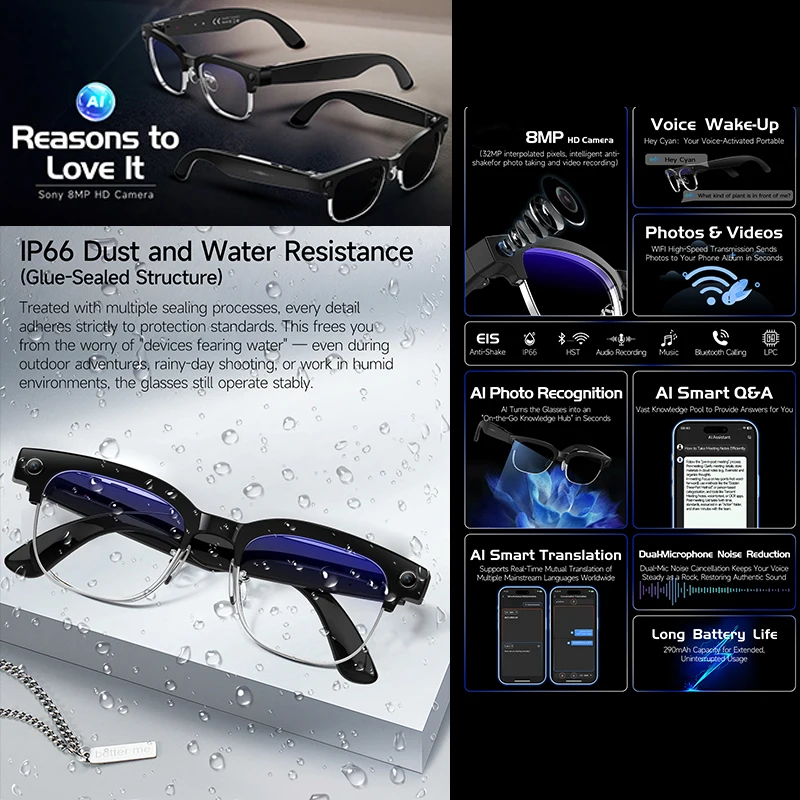 AIGLASSZ Vision V50 – 4K Ultra HD AI Smart Glasses, 8MP Camera, Voice Assistant - Image 4