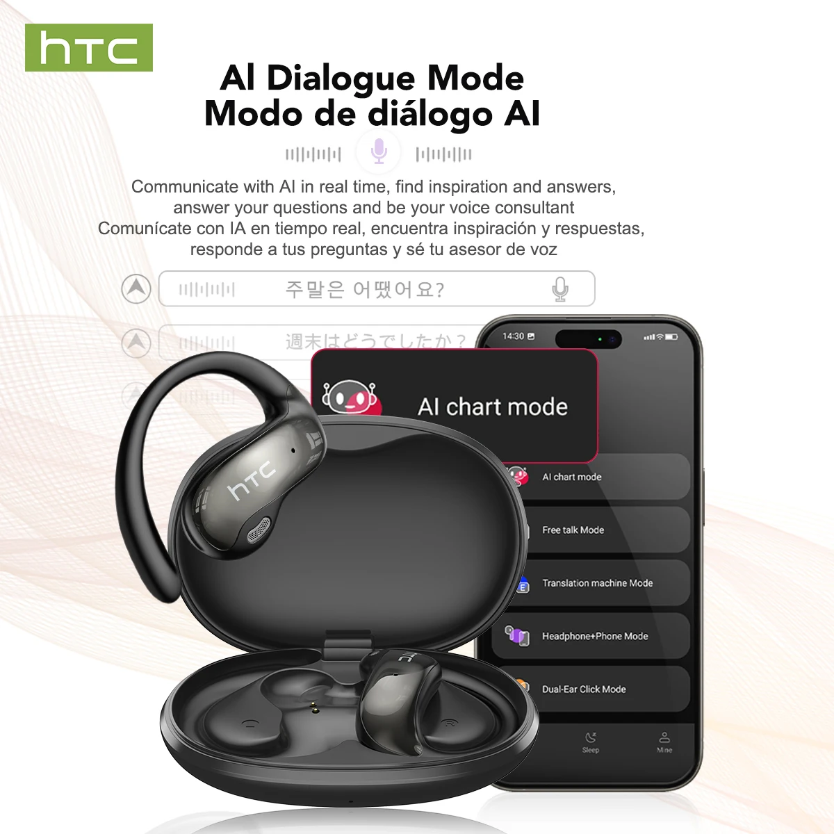 HTC NE19 OWS Open-Ear Sports Earbuds – AI Translator, Waterproof - Image 2