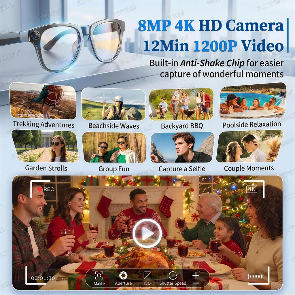 AIGLASSZ Vision V80 – 8MP AI Smart Sunglasses, 3600mAh Case, 32GB & 160+ Languages - Image 6