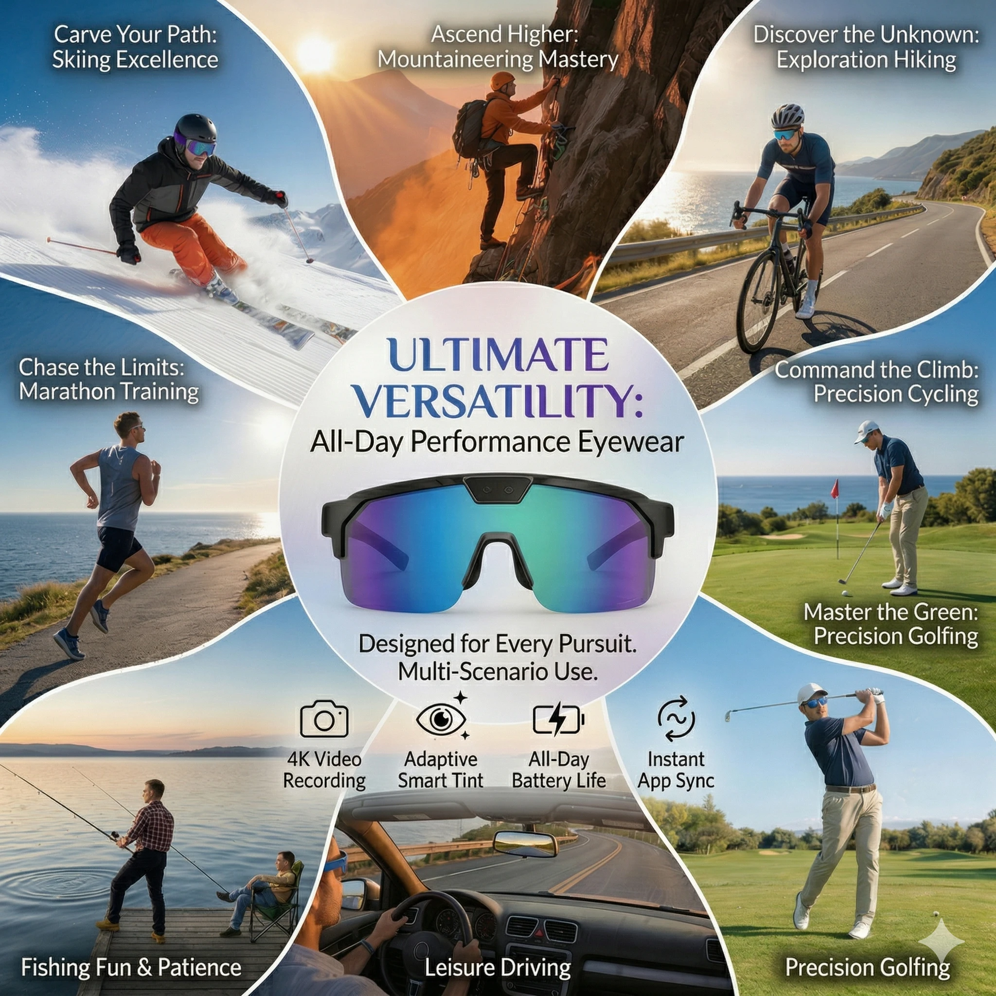AIGLASSZ Vision V53 – AI Camera Glasses, POV Video, 30MP Photo & Object Recognition - Image 6