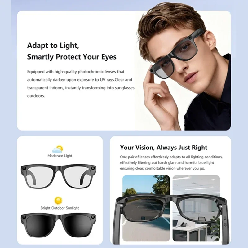 AIGLASSZ Vision V45 – Photochromic AI Camera Glasses, Calls & Translation - Image 3