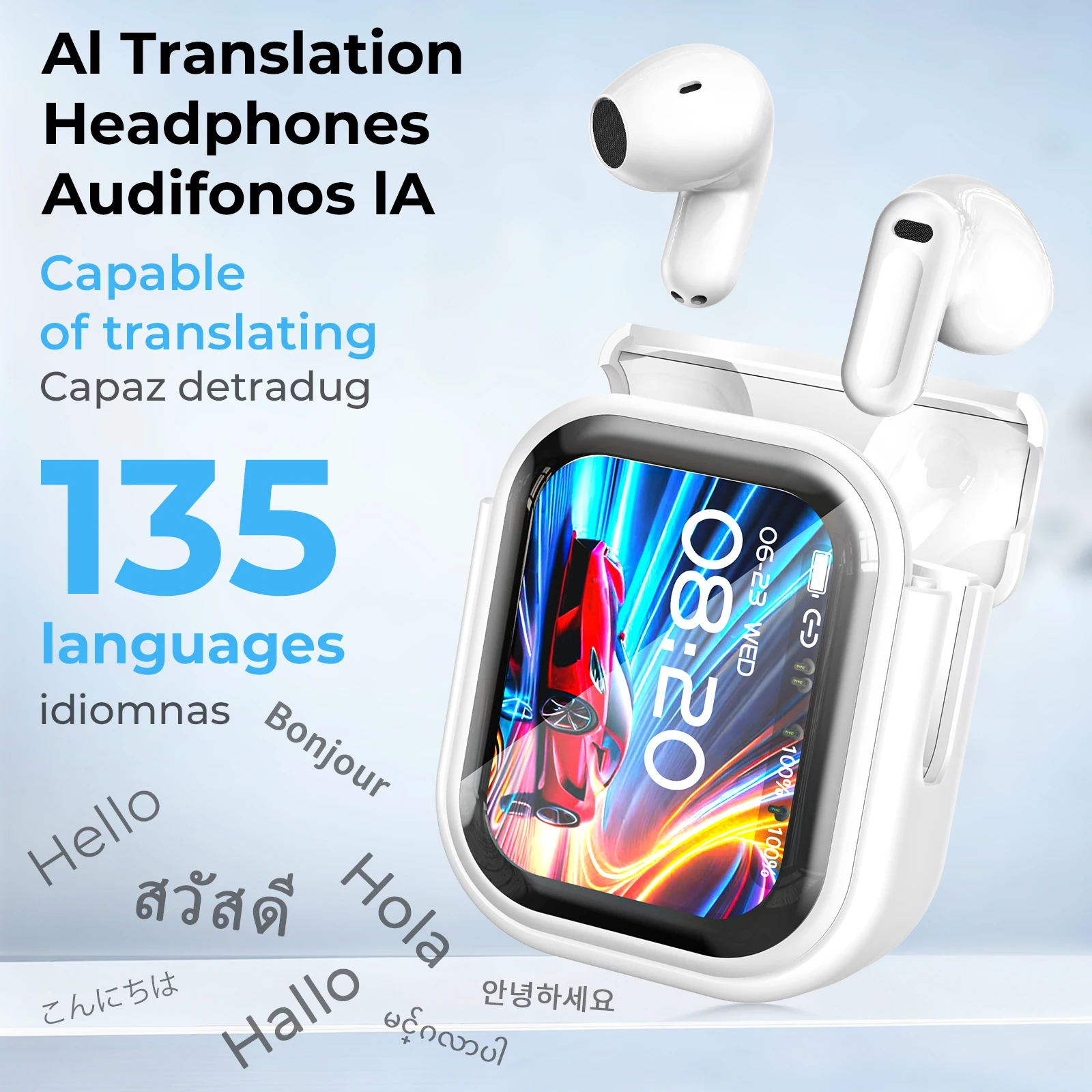 HTC NE20 AI Translation Earbuds – ANC, Touch Screen, 135 Languages - Image 2