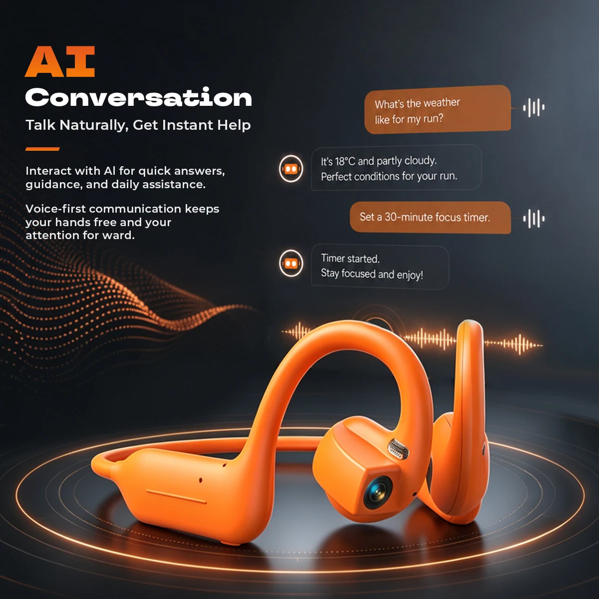 E12 Bone-Conduction Camera Earphones – 8MP, AI Assistant & Translation - Image 4