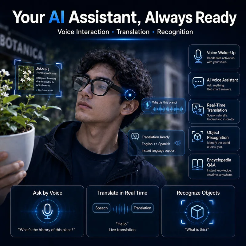 AIGLASSZ Vision V62 – AI Translation Smart Glasses, 2MP Camera, Wi-Fi Photo & Video - Image 4