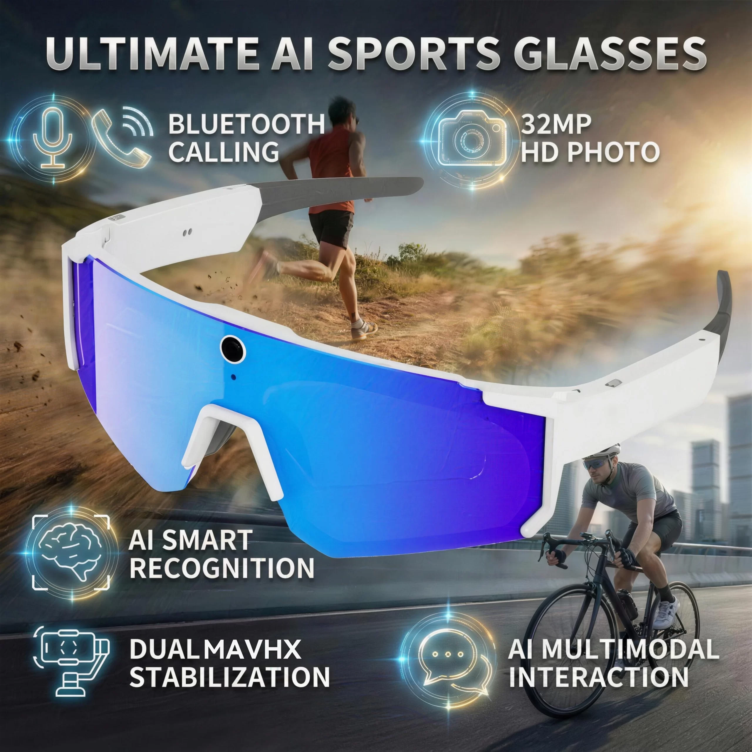 AIGLASSZ Vision V25 – 8MP AI Camera Cycling Goggles, HD Anti-Shake Windproof Glasses - Image 9