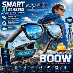 M02 Ultra AI Smart Glasses – 8MP Camera, Translation & 3600mAh Case