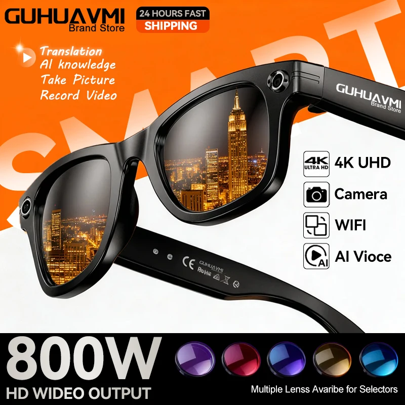 AIGLASSZ Vision V11 – 8MP Anti-Shake AI Smart Sunglasses, Translation, Calls & Music