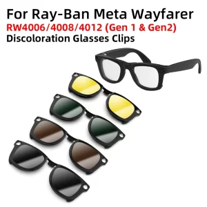 Hibloks Polarized Clip-On Lenses for Ray-Ban Meta Wayfarer (M & L)