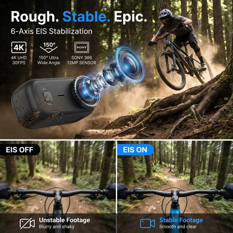 Yacdelo Apex 4K Thumb Action Camera – 6-Axis Stabilized, Touch Screen - Image 2