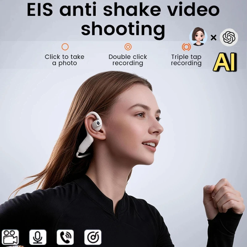 E12 Bone-Conduction Sports Earbuds – AI Translator & HD Camera - Image 2