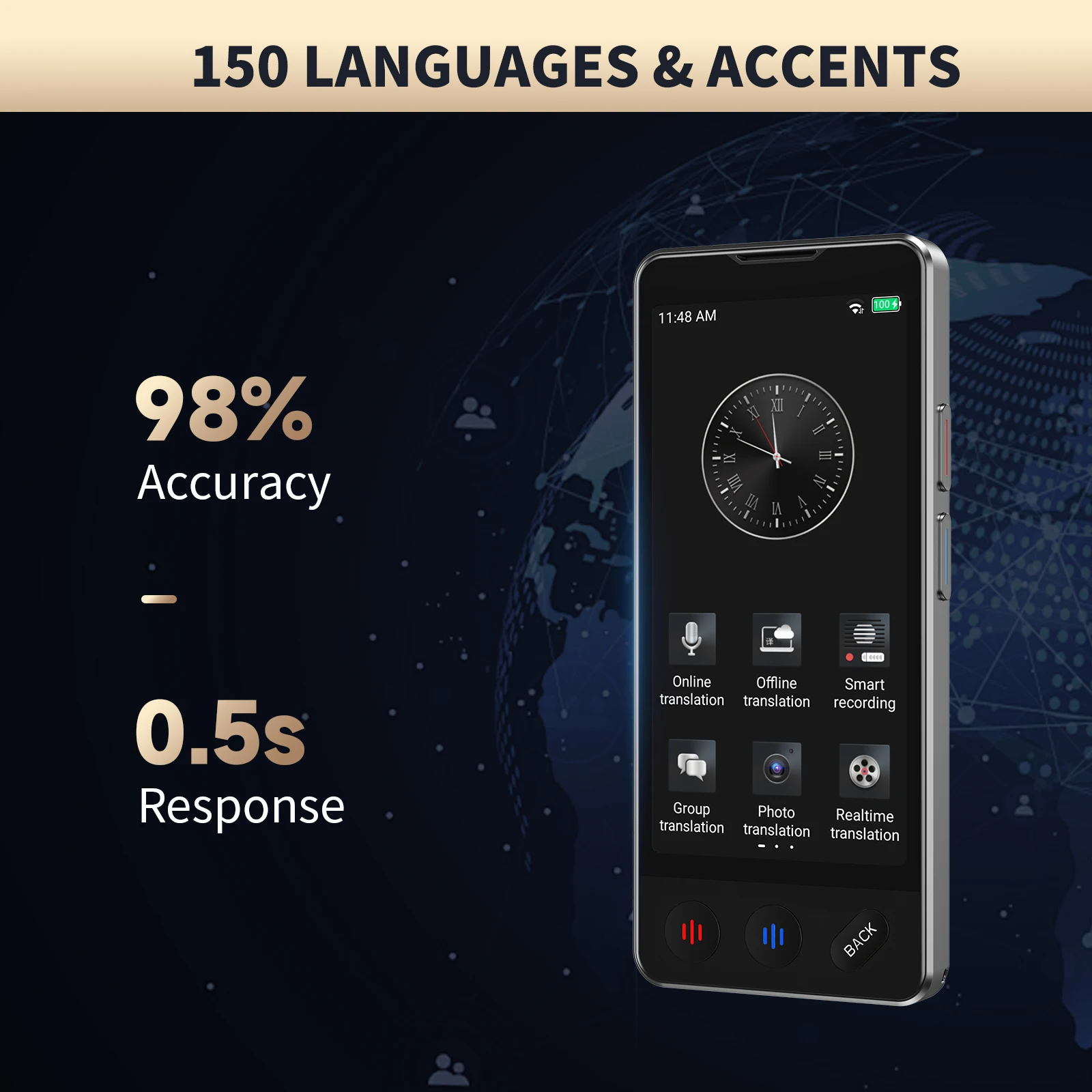 Vormor A20 AI Translator – 150 Languages, ChatGPT, Offline & Photo - Image 3