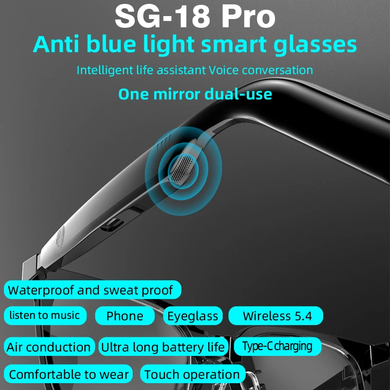 SG18 Pro 2-in-1 Smart Glasses with Magnetic Lenses & TWS Audio - Image 6