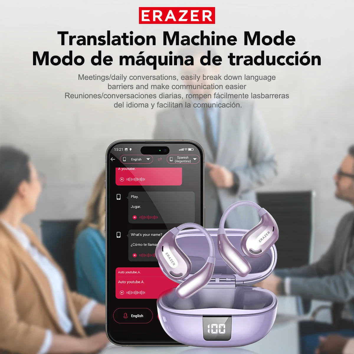 Erazer XT66 Pro AI Translator Earbuds – 13-Hour Battery, LED Display - Image 2