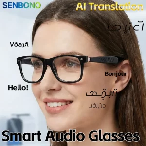Senbono AI Translation Audio Sunglasses – 100+ Languages, Calls & Music