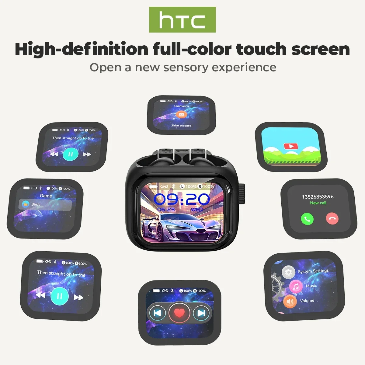 HTC NE40 Bluetooth 6.0 TWS Earbuds – AI Translator, Ultra HD Screen - Image 3