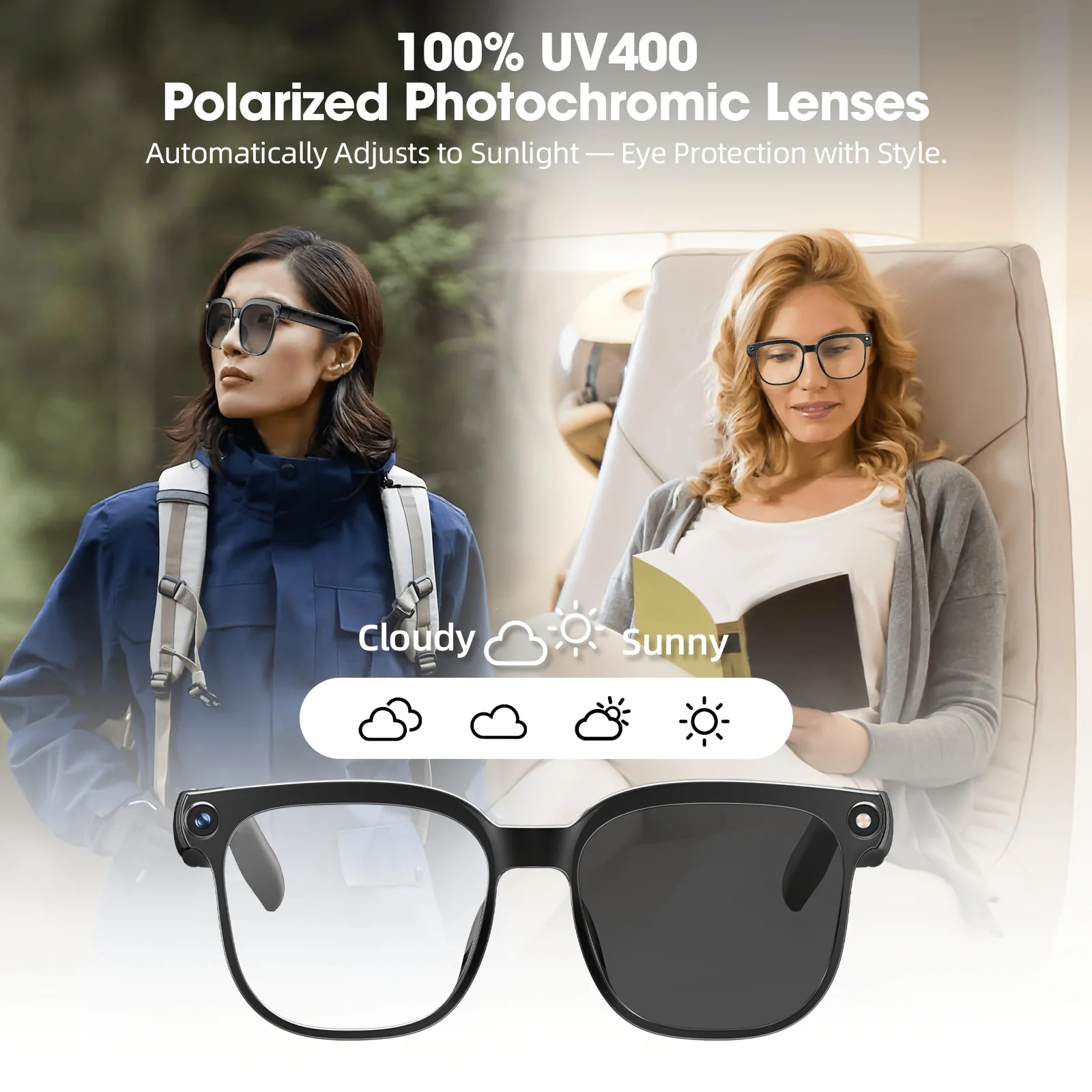 AIGLASSZ Vision V43 – 8MP Smart Camera Glasses, Photochromic Lenses, Translation - Image 2