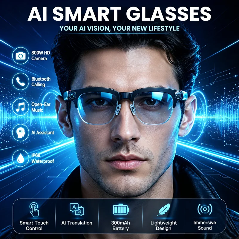 W630 Smart Glasses – 8MP OIS Camera, Voice Wake-Up & Calls