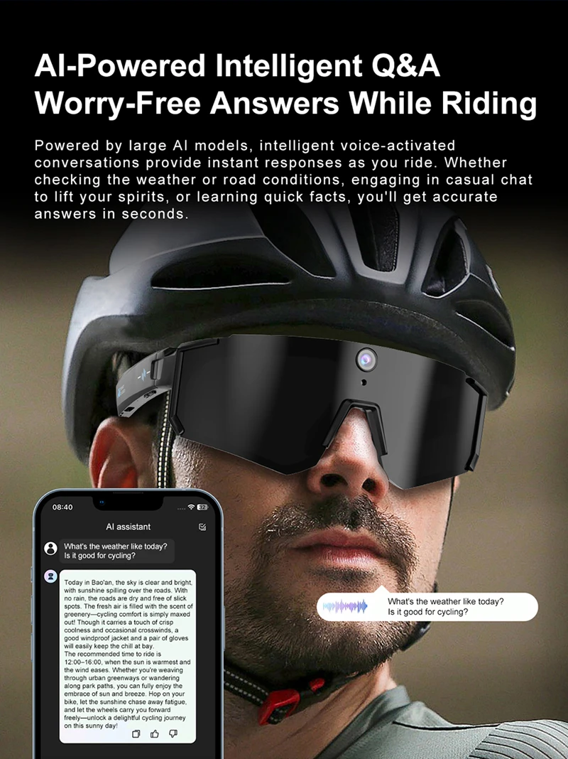 AIGLASSZ Vision V73 – 4K Sport Camera Sunglasses, 8MP Anti-Shake Video & AI - Image 4